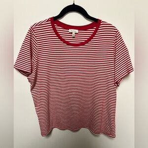 ELLA MOSS SIZE  XL RED AND WHITE SHORT SLEEVE CASUAL ROUND NECK TOP